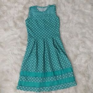 Teal and White Polka Dot Dress